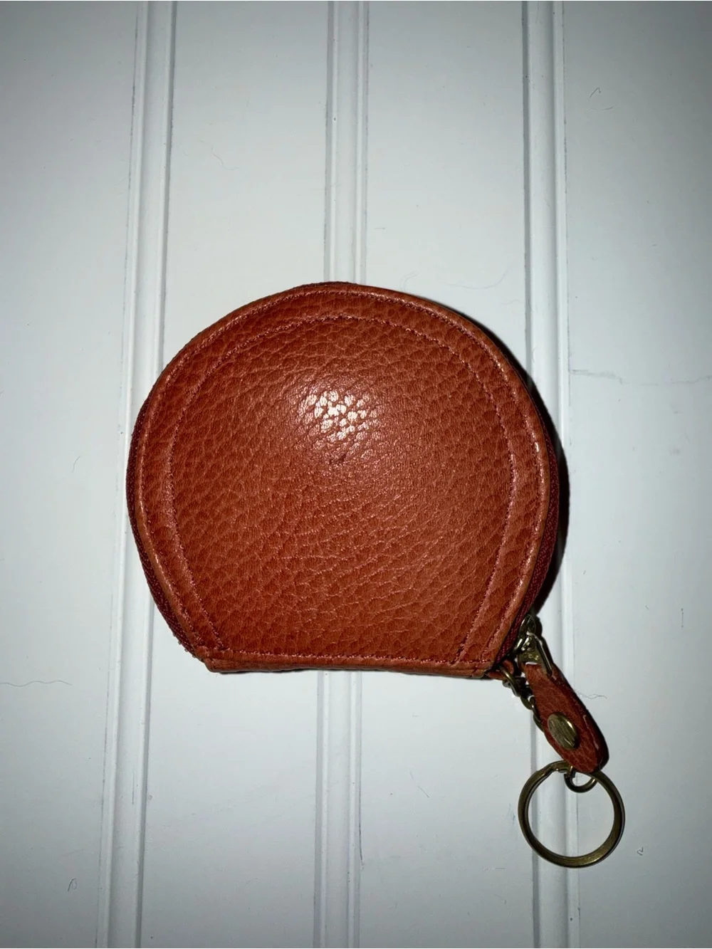 Anne Klein Chestnut Brown Leather Coin Pouch Keyring